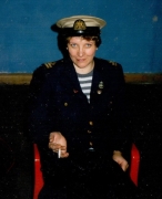 Маруся Климова на презентации Морских рассказов, СПб, клуб Мама, 1998